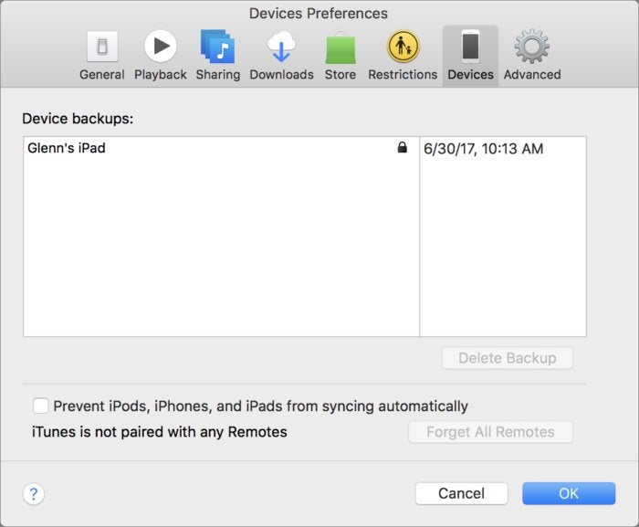 mac911 itunes backup ios list