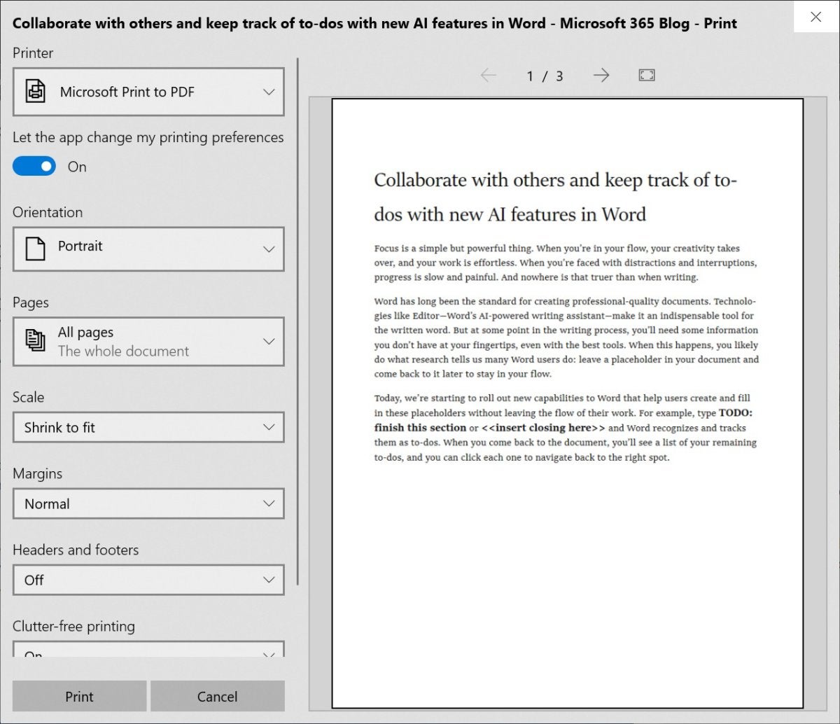 how to save a document from print preview on windows