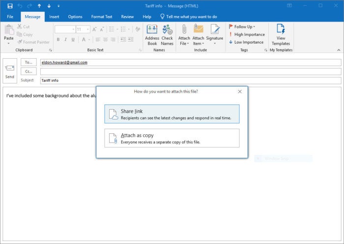 hover email settings for outlook 2016