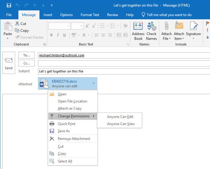 outlook 2019 cloud attach permissions