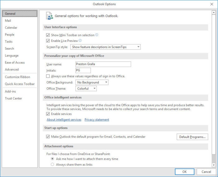 how to set default program to open attachments in outlook