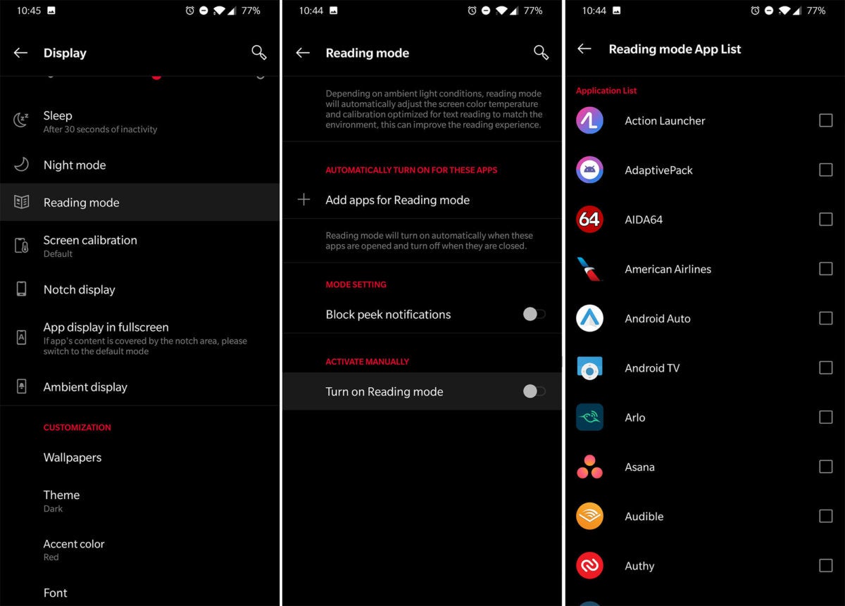 reading mode oneplus