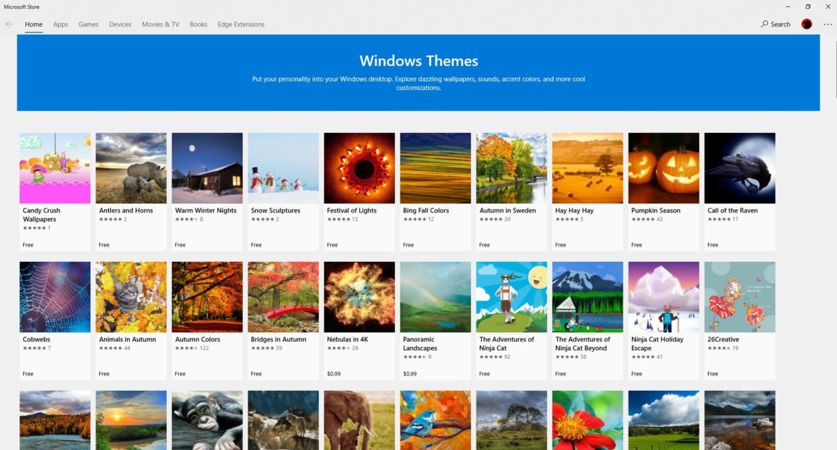 windows 10 personalization themes store