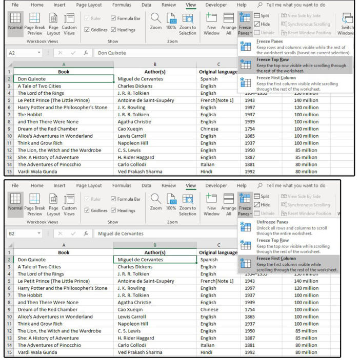 01 freeze the rows columns of cells on your spreadsheet