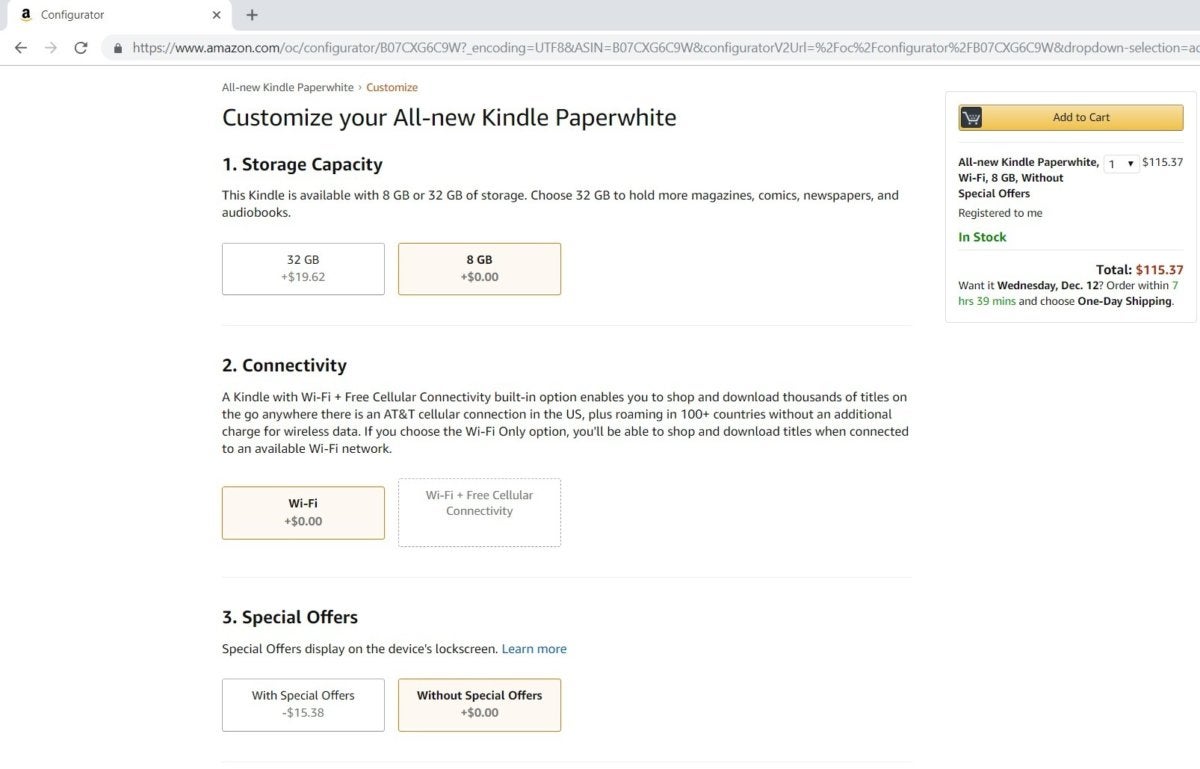 amazon kindle paperwhite without special offers