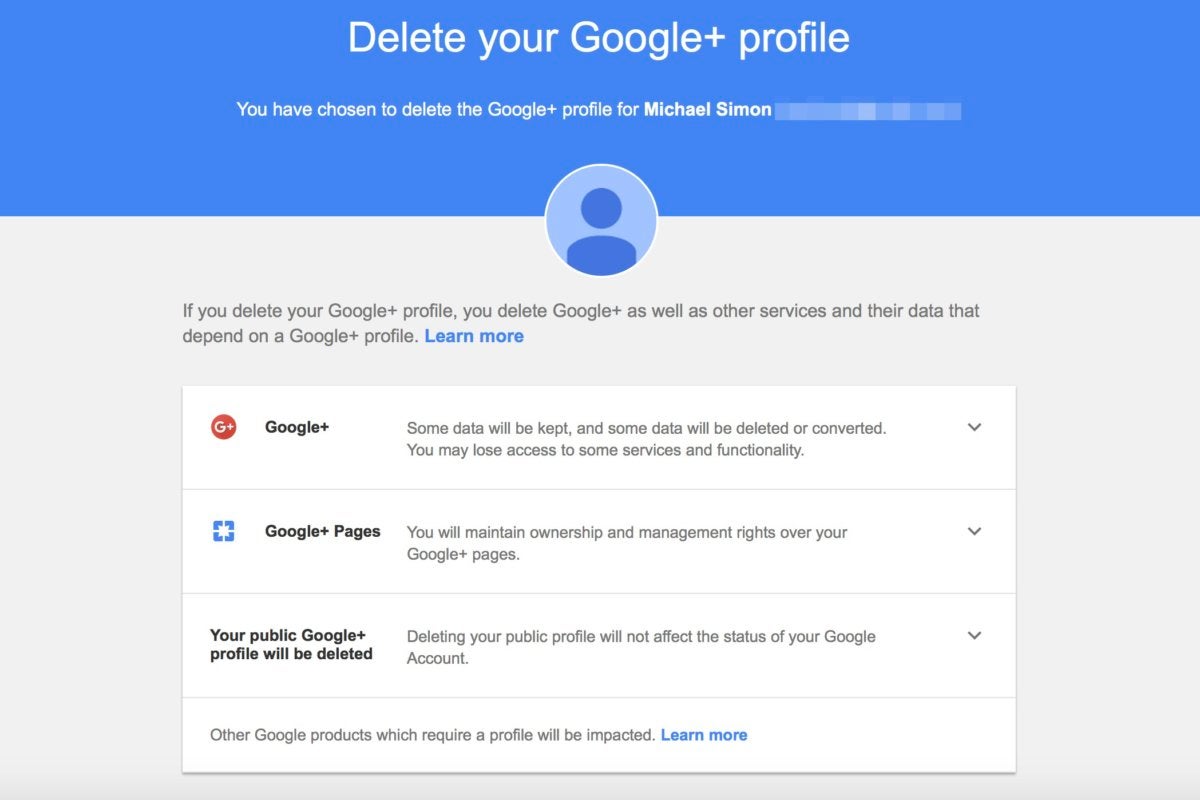 google delete profile