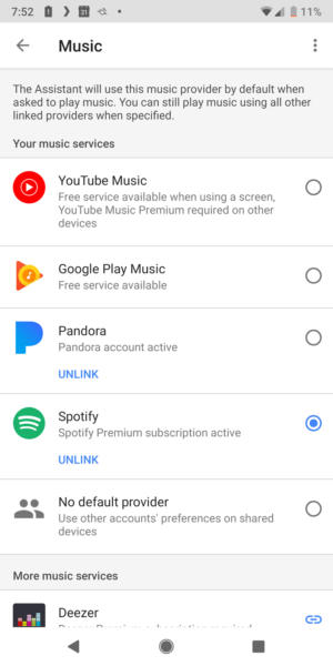 google home music choices