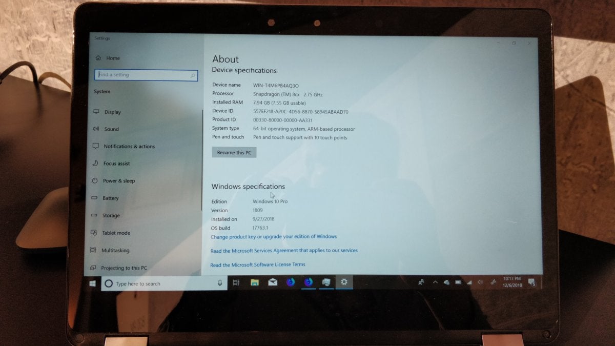 Qualcomm Snapdragon 8cx reference notebook config