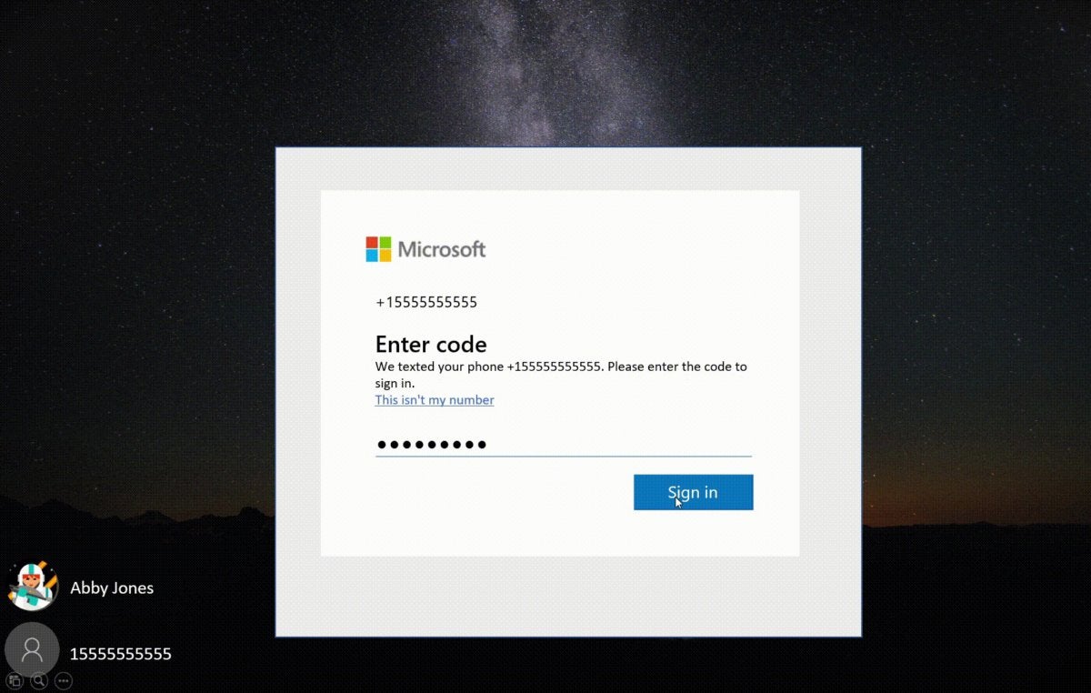 Windows 10 passwordless signin