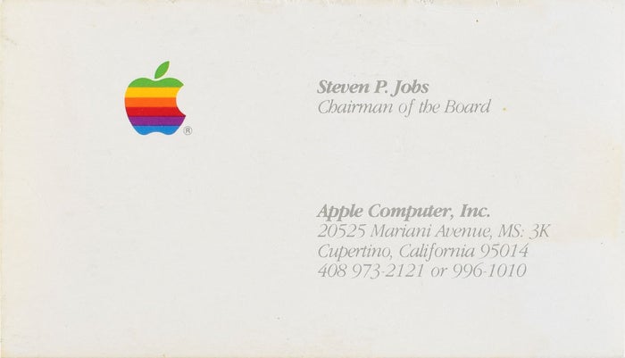 steve jobs business card