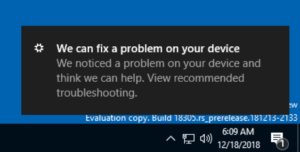 Microsoft Windows 10 insider Build 18305 suggested troubleshooter