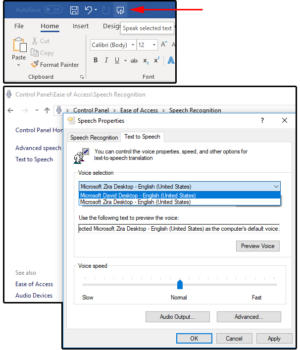 microsoft word text to speech voice