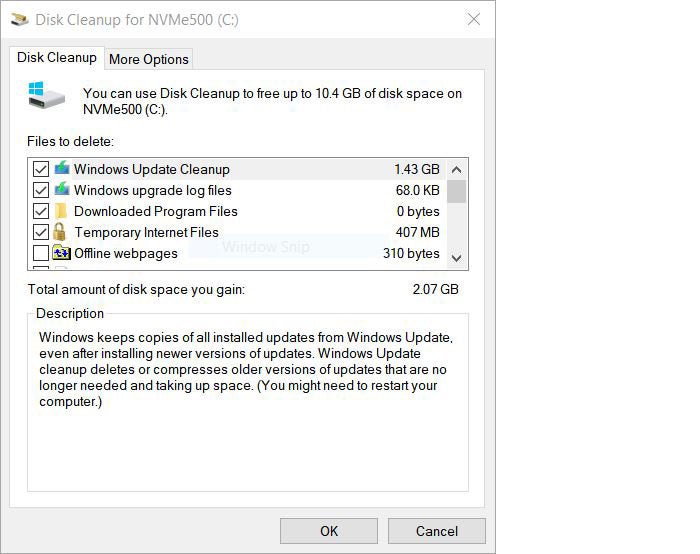 clean windows 10 disk cleanup