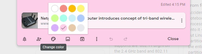 google keep color note