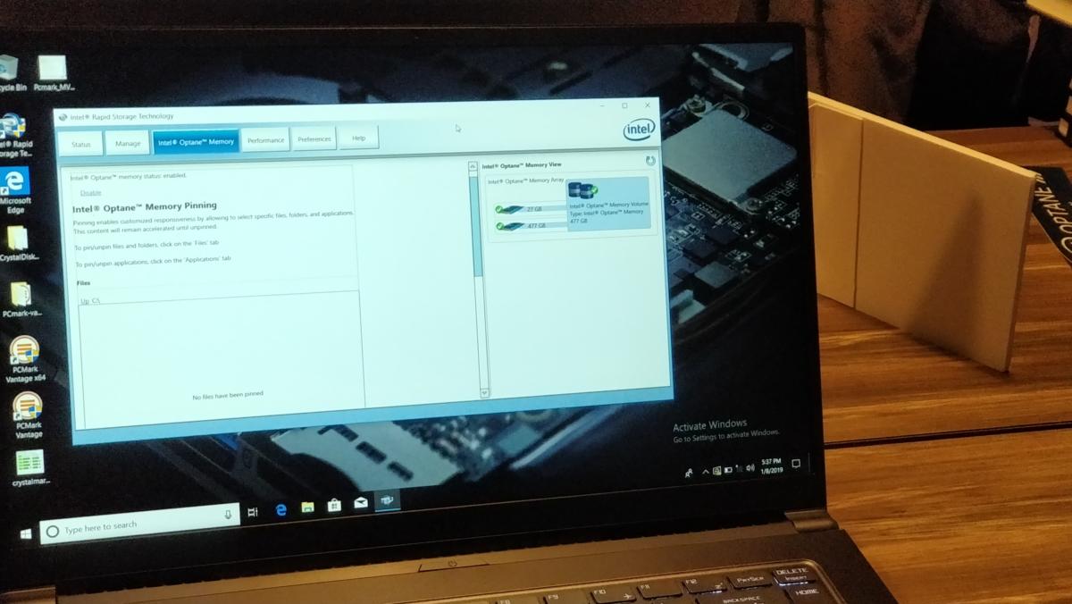 Intel Optane on a laptop