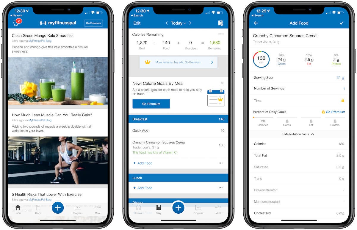 cost of premium my fitness pal