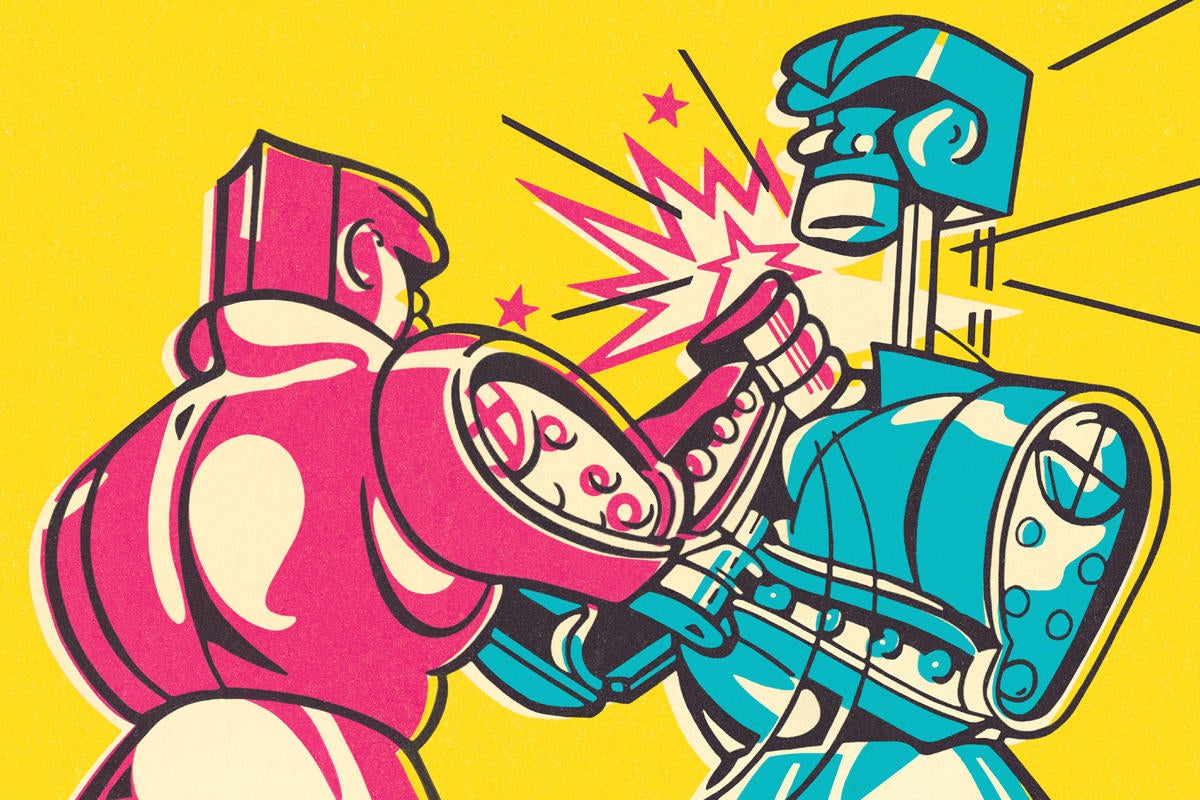rock em sock em robots fight battle ai csa images getty