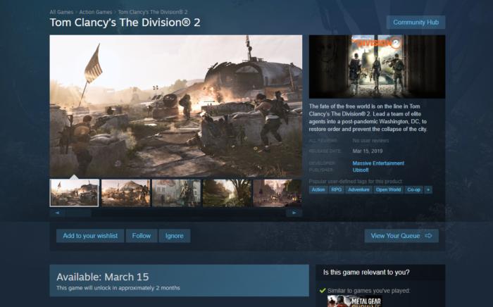 The division 2 steam