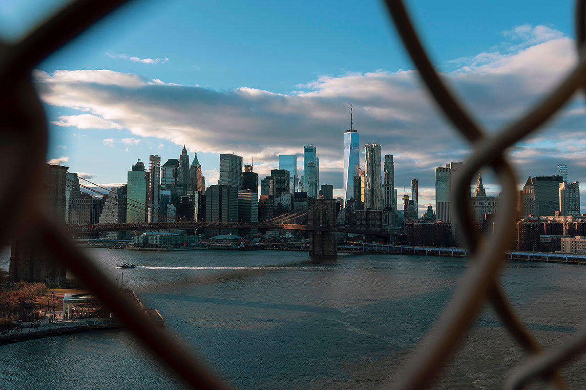view through wire mesh fence to city beyond / mesh network