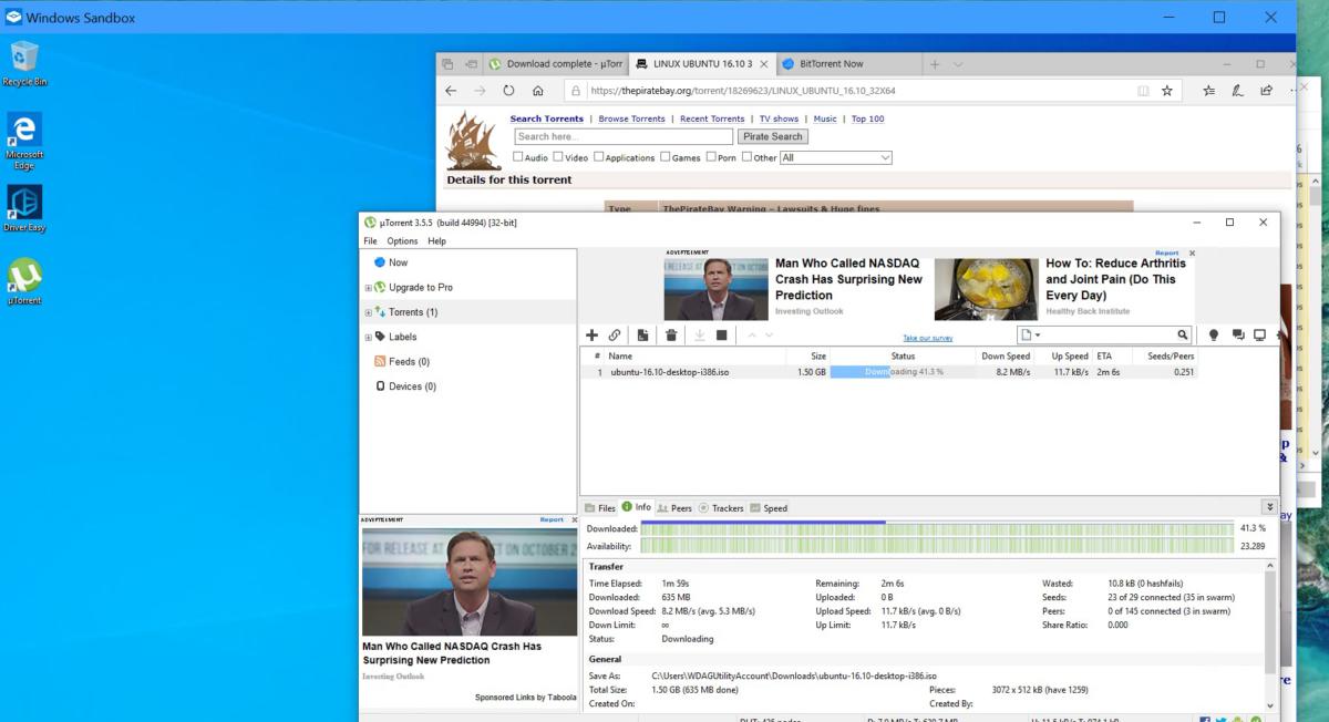 Microsoft Windows Bittorrent Ubuntu sandbox