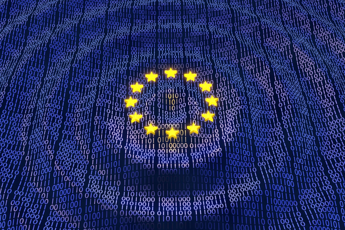 Binary flag of the European Union showing a ripple effect.