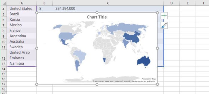 Excel 2010 Map Chart