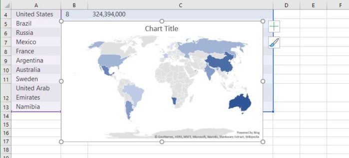 excel 2016 2019 map chart