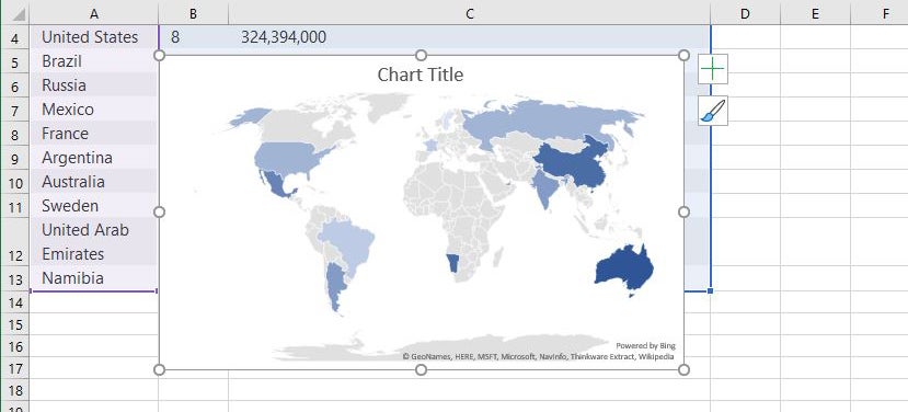 map chart excel 2016