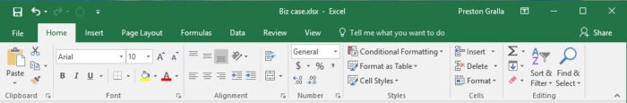 excel 2016 2019 ribbon