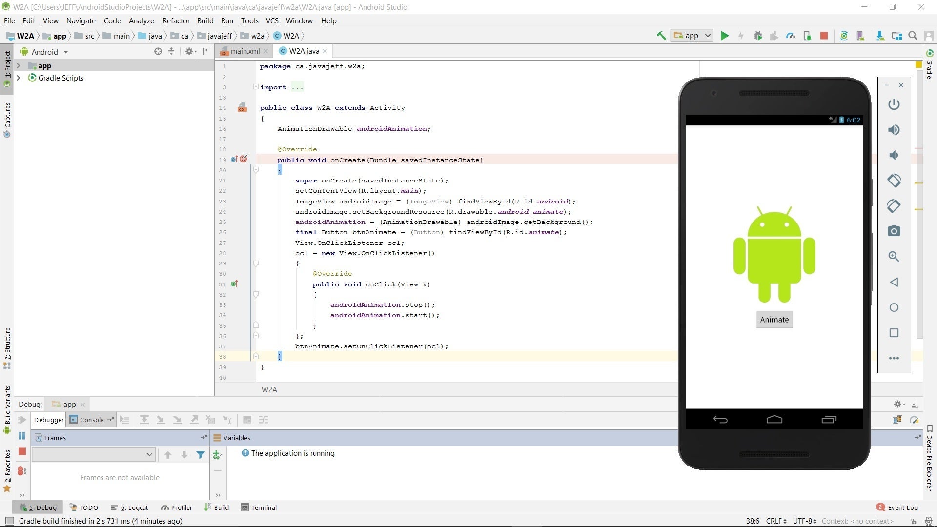 android studio debugging app