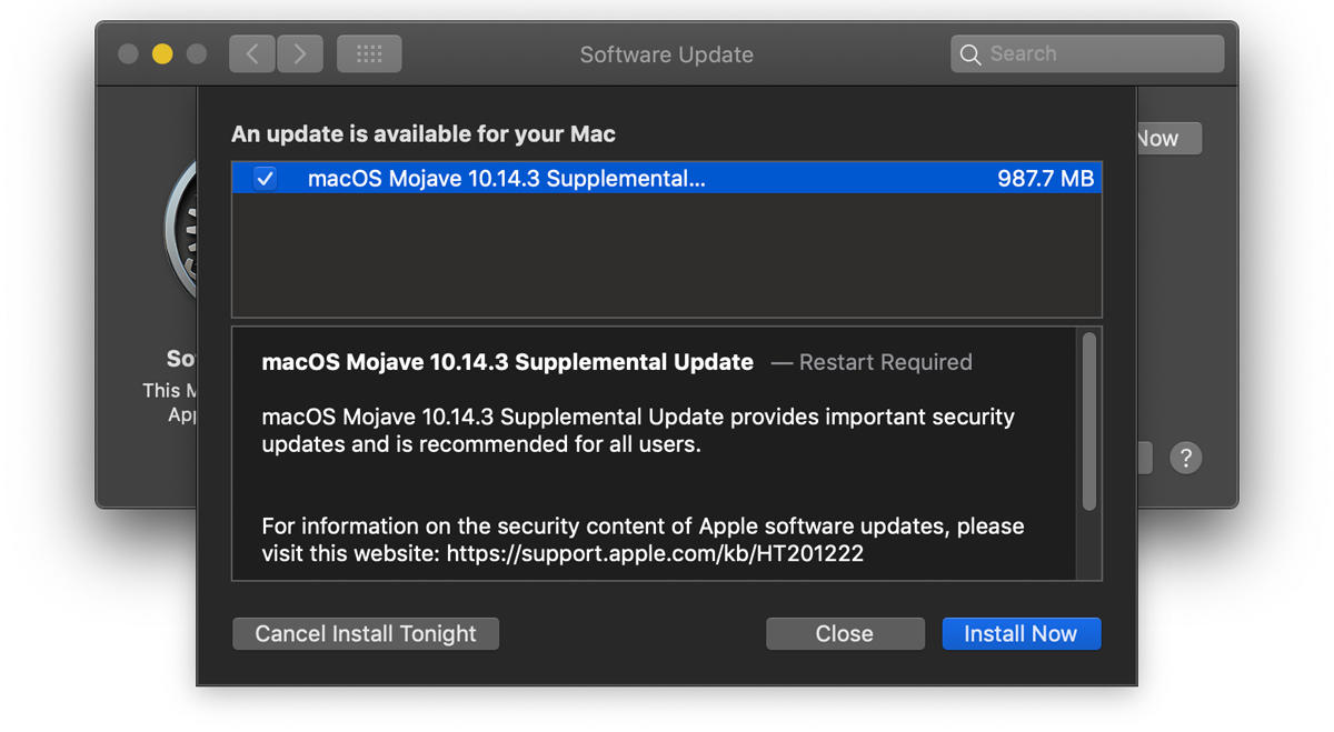Mac software update mojave