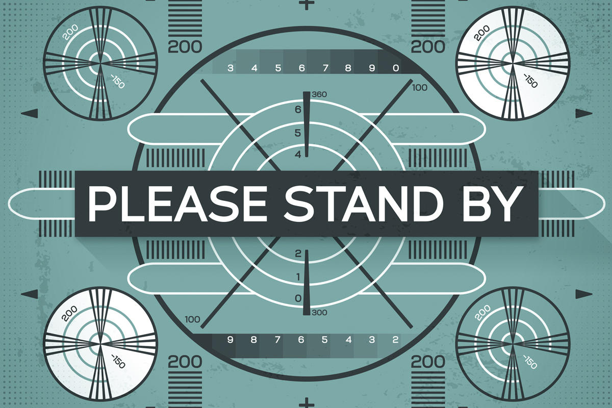 please stand by problem technical difficulties tv mistake test screen by filo getty