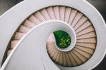 Aerial view of circular stairs [movement/progress/descent/exit]