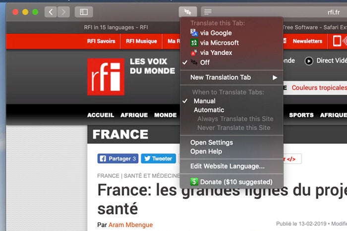 translate safari extension mac