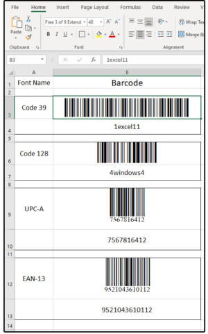 barcode fonts for word 2013