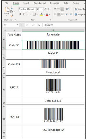 003 examples of barcode fonts in excel