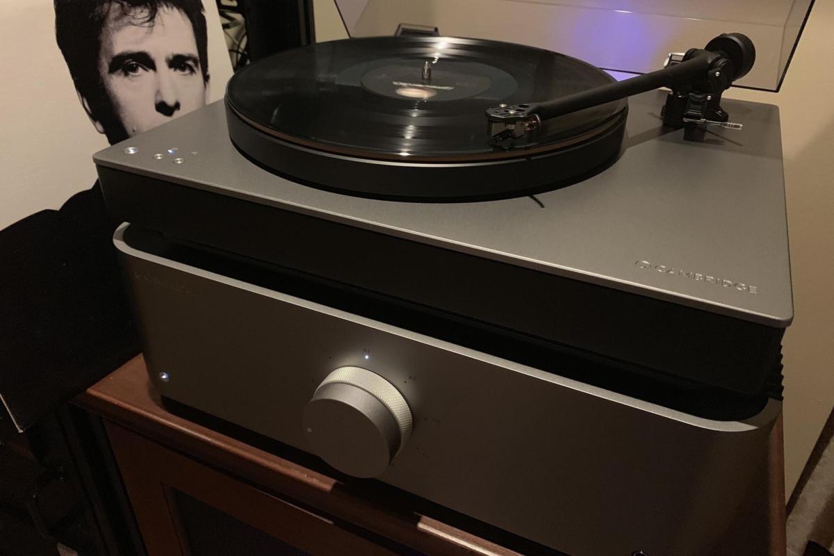 The Alva TT with Cambridge Audio’s Edge A integrated amplifier playing Peter Gabriel’s classic album