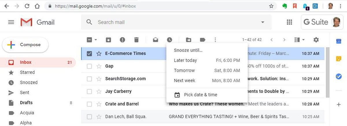 gmail snooze