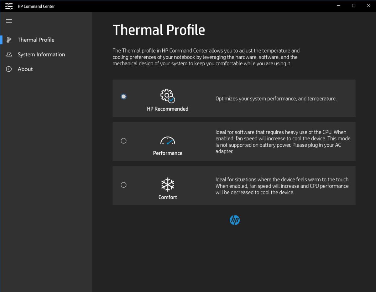 HP Spectre x360 15 2019 hp command center