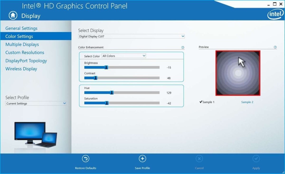intel graphics and media control panel