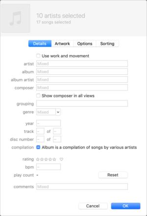 select multiple songs at once in itunnes