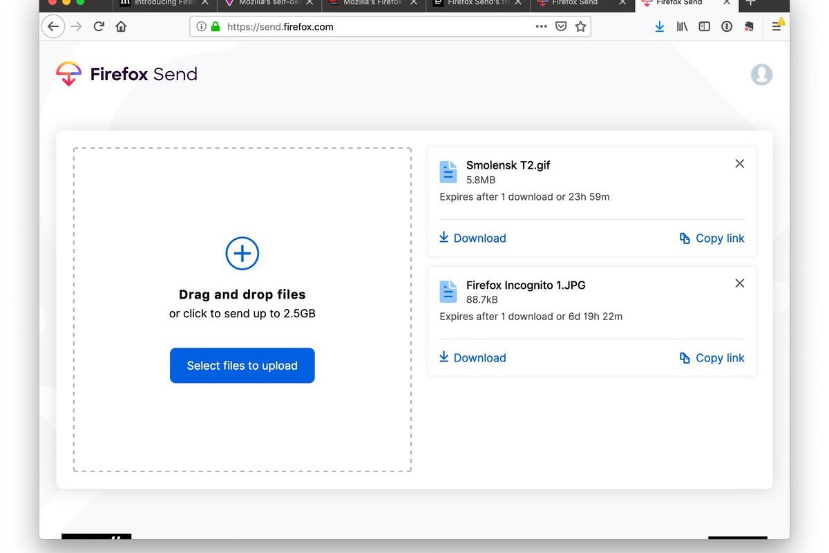 Image: Mozilla launches free in-browser (any browser) file-sharing service