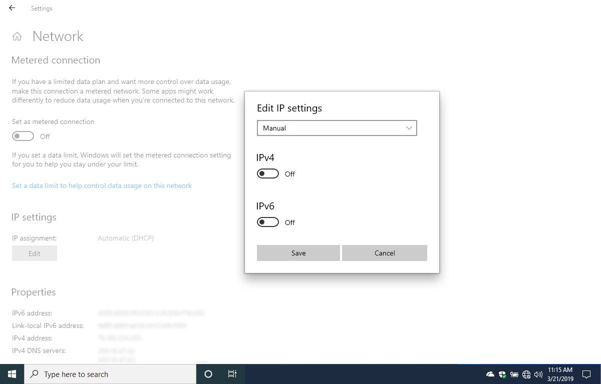 win10 1903 network settings