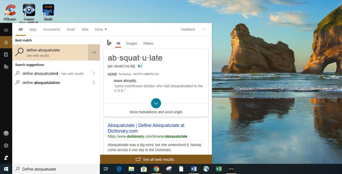 win10 cortana define word