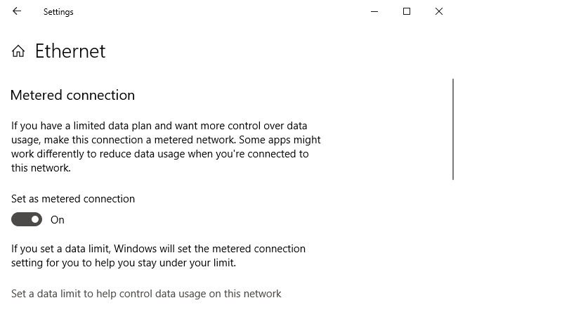 win10 1809 ethernet metered connection