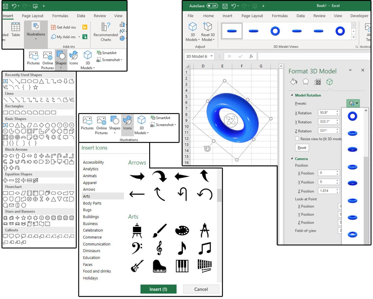 01 insert shapes icons pictures or 3d models