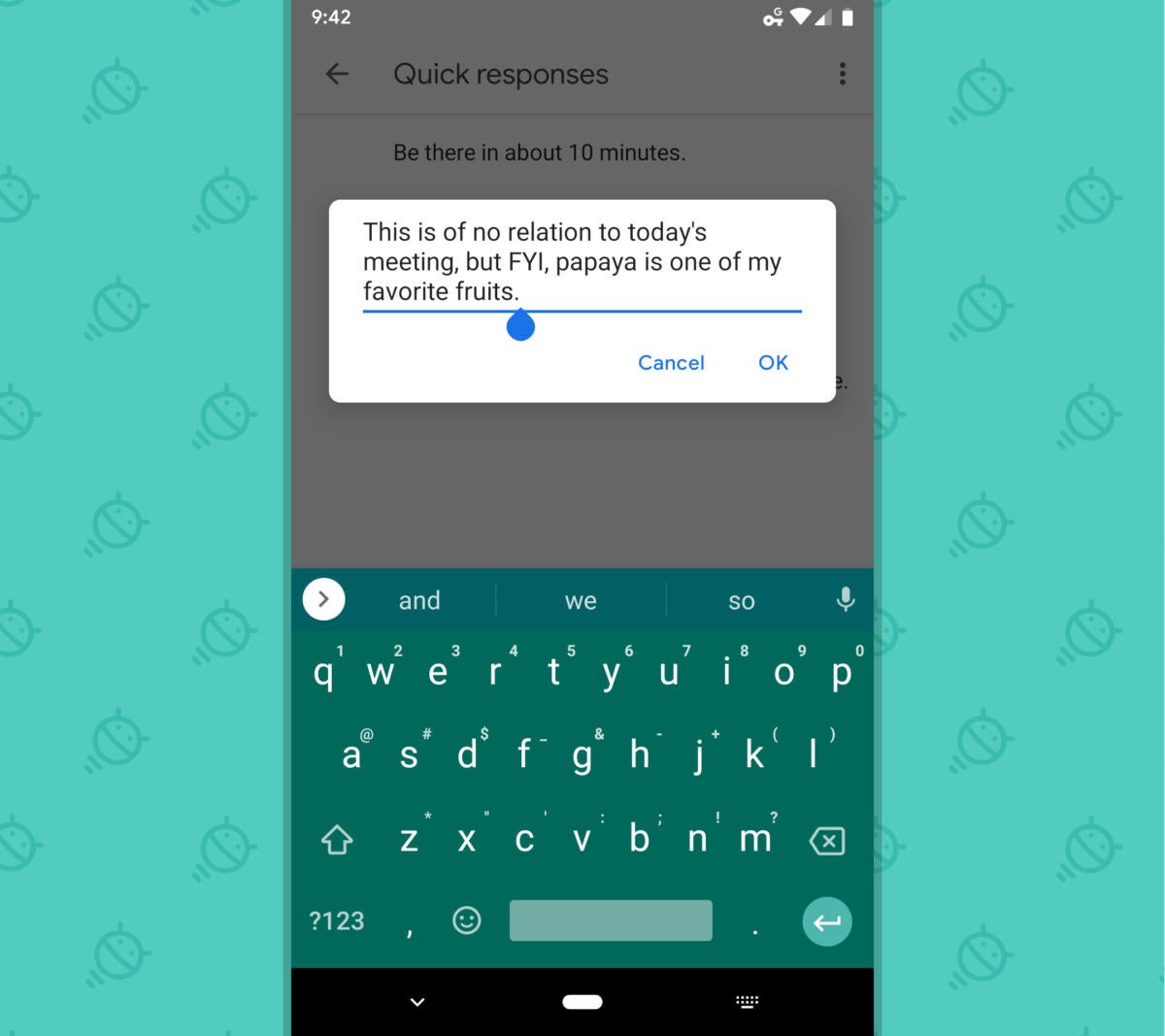 Google Calendar Android - Quick Responses (edit)