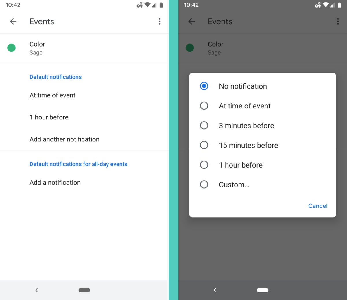 Google Calendar Android - Notification Times