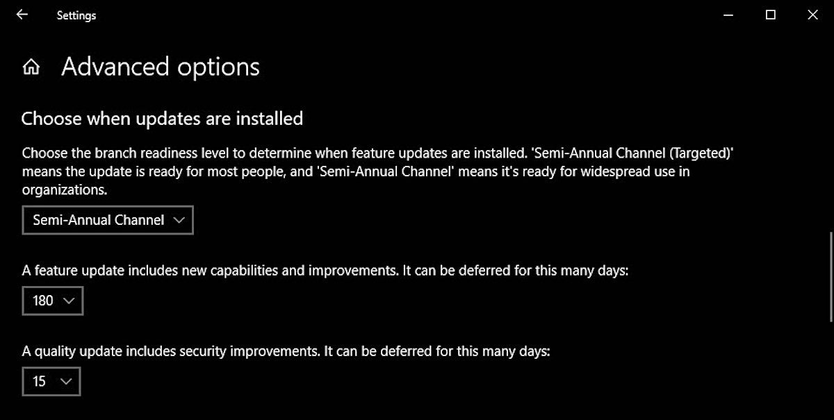 1809 feature update 180 days