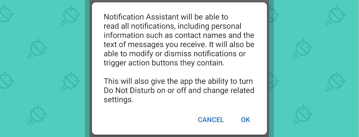 Android Notification Assistant Warning